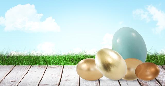 Easter eggs in front of blue sky - Download Free Stock Photos Pikwizard.com