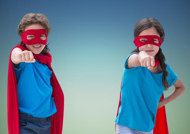 Superhero kids in red capes and eye masks - Download Free Stock Photos Pikwizard.com