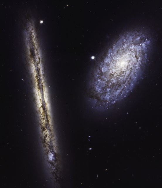 A New Angle on Two Spiral Galaxies for Hubble's 27th Birthday - Download Free Stock Photos Pikwizard.com