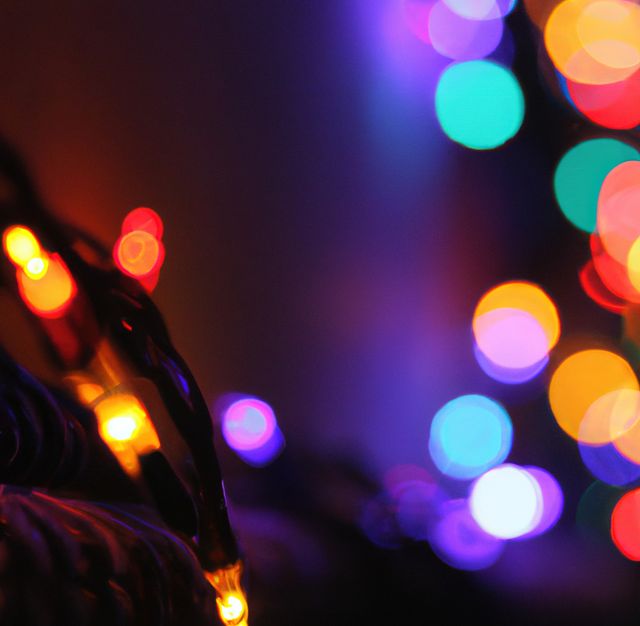 Close up of christmas fairy lights on black background - Download Free Stock Photos Pikwizard.com