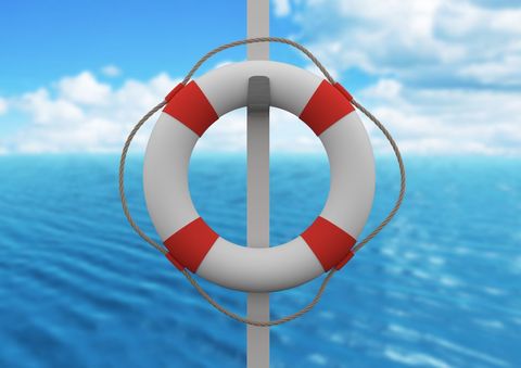 Lifebuoy on a pole against sea and blue sky - Download Free Stock Photos Pikwizard.com