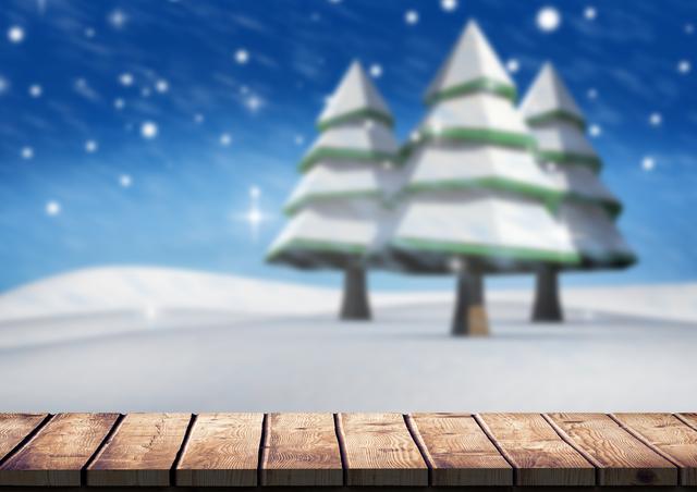 Wooden plank and tree on a snowy day - Download Free Stock Photos Pikwizard.com