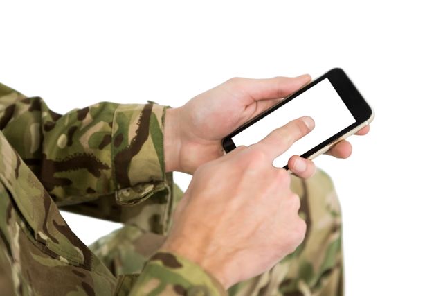 Soldier using a mobile phone - Download Free Stock Photos Pikwizard.com