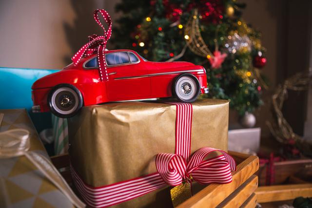 Close-up of christmas gifts and presents