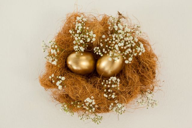 Golden easter eggs in nest - Download Free Stock Photos Pikwizard.com