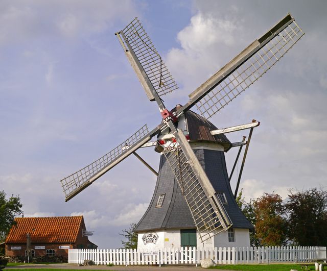 Autumn clouds dutch windmill east frisia - Download Free Stock Photos Pikwizard.com