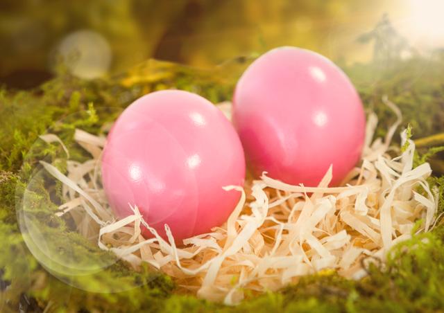 Digital composite of Pink Easter eggs