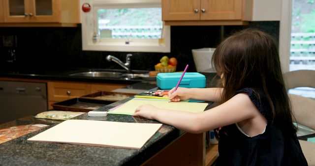 kitchen interior. children drawing Stock Photo - Alamy