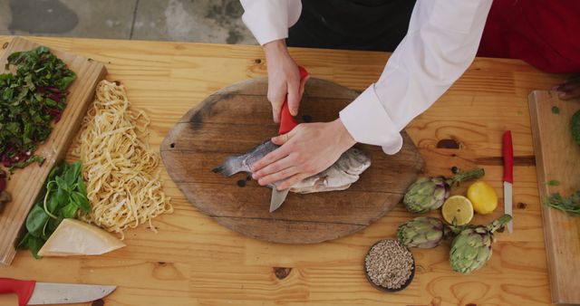 a cutting board with various foods from Pikwizard