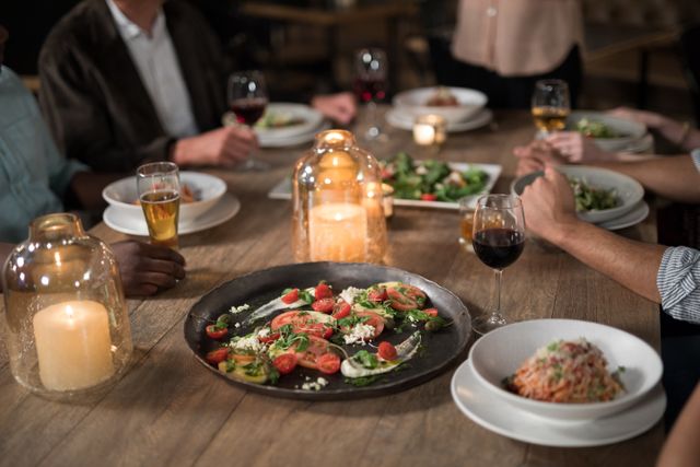 Wine Glasses At A Fancy Restaurant Stock Photo - Download Image