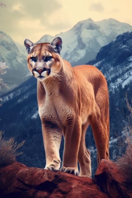 Stunning Picture of a Juvenile Mountain Lion (Puma concolor) on a Rocky  Terrain stock photo | Creative Fabrica