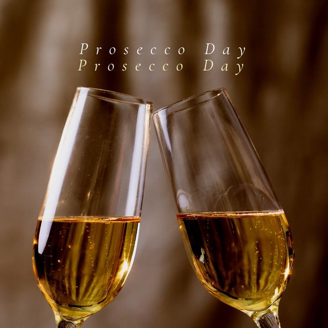 Digital composite close-up image of sparkling wines toasting with prosecco day text - Download Free Stock Videos Pikwizard.com