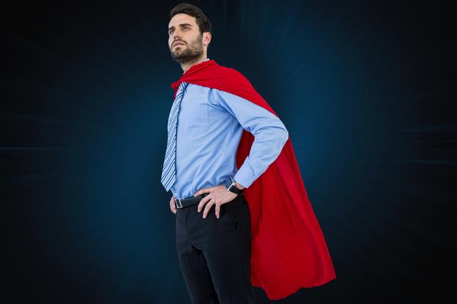 Digital composite of Businessman wearing  super hero cape