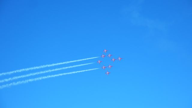 Low Angle View of Airshow Against Clear Blue Sky - Download Free Stock Photos Pikwizard.com