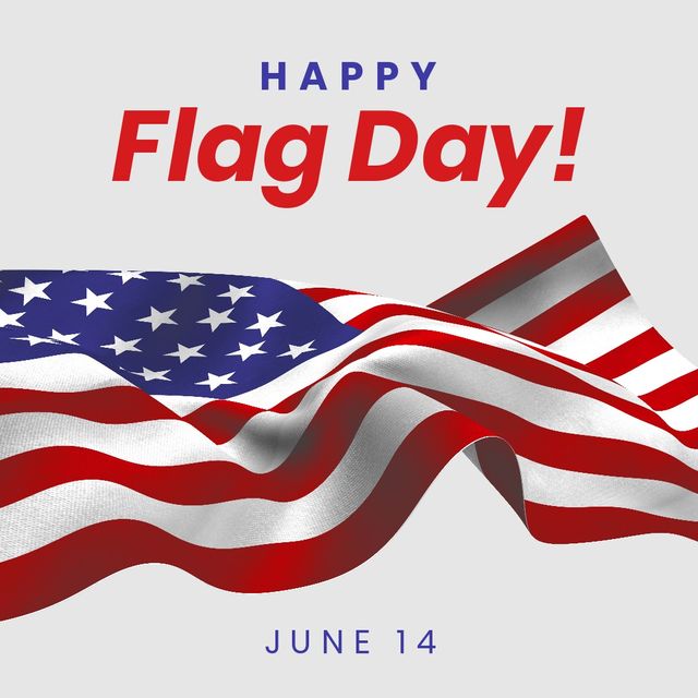 Digital composite image of national flag day text on america flag and date against white background. symbolism, patriotism and identity concept.