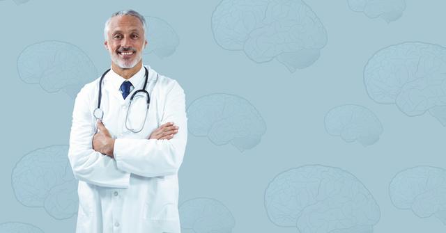Doctor standing with arms crossed against medical background - Download Free Stock Photos Pikwizard.com