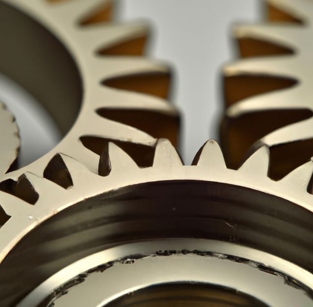Close up of multiple silver cogs and gears on white background. Gear, industry and machinery concept.