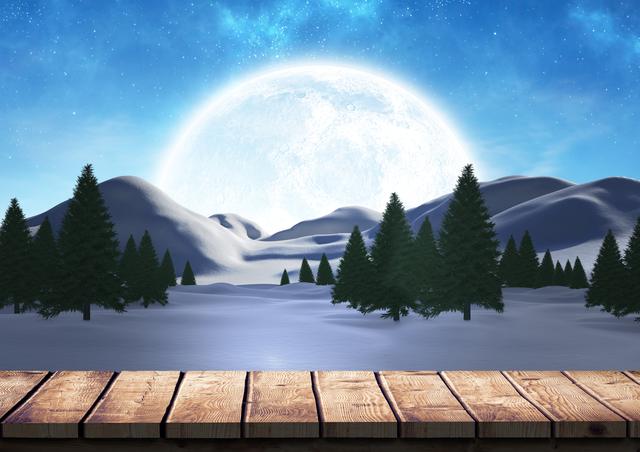 Snowy landscape in winter with wooden boardwalk - Download Free Stock Photos Pikwizard.com