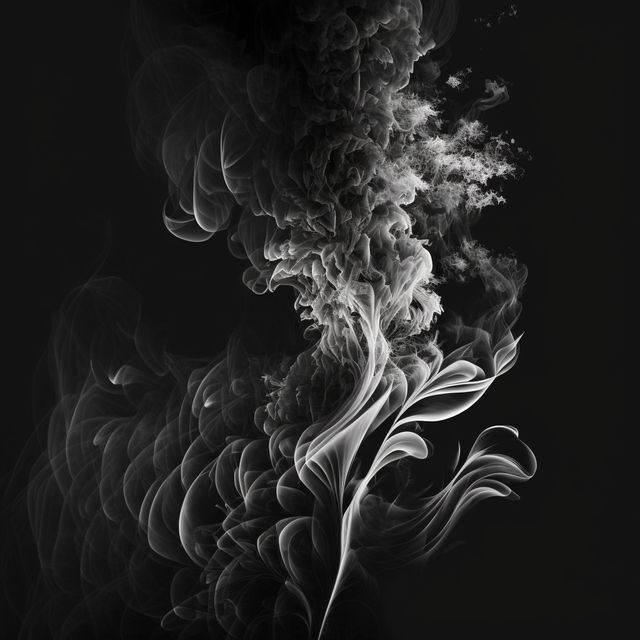 Light and dark grey smoke on black background, created using generative ...