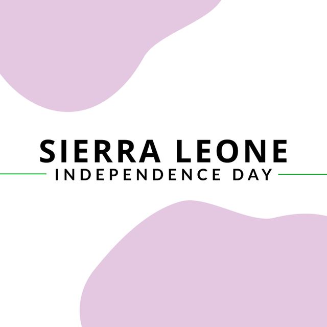 Composition of sierra leone independence day text over pink shapes on white background. Sierra leone independence day concept digitally generated image.