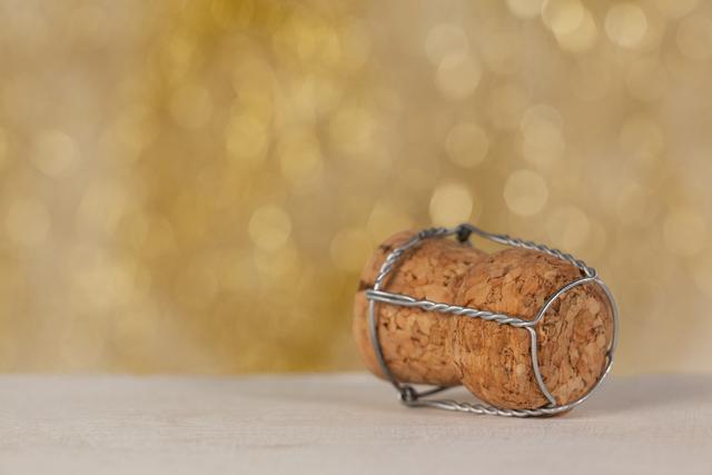 Close-up of cork on defocused background during christmas time