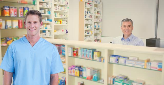 Men smiling at pharmacy - Download Free Stock Photos Pikwizard.com