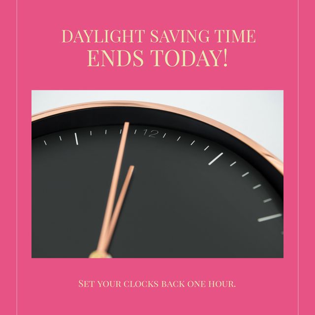 Composition of end of daylight saving time text over clock. End of daylight saving time concept digitally generated image.