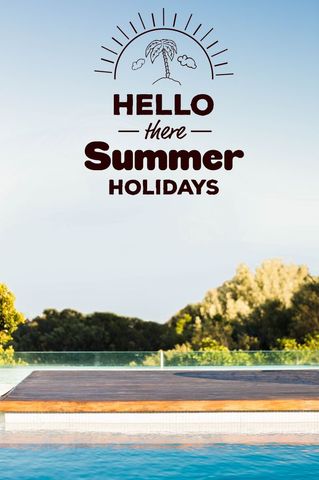 Hello there summer holidays vector with picture of swimming pool- Download Free Stock Photos Pikwizard.com