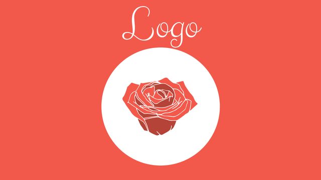 Composition of logo text over rose on pink background. Templates, flowers and background concept, digitally generated image.