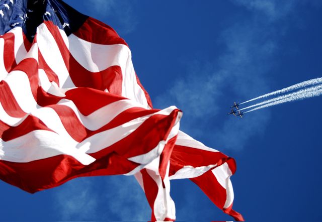 Aircraft american flag blue angles blue sky - Download Free Stock Photos Pikwizard.com