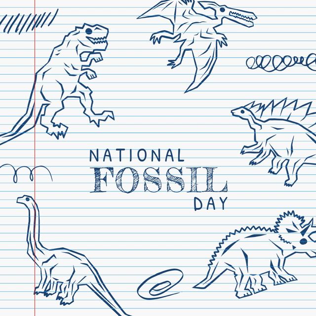 Digital composite image of various dinosaurs drawing with text on lined paper - Download Free Stock Videos Pikwizard.com