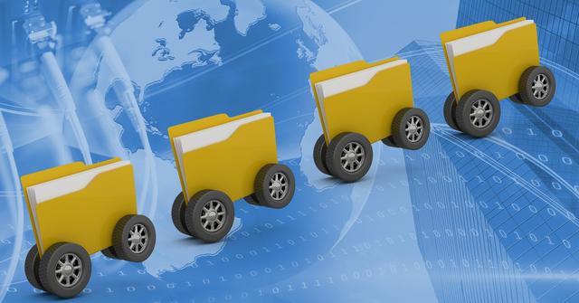 Digitally generated image of folder icons with wheels - Download Free Stock Photos Pikwizard.com
