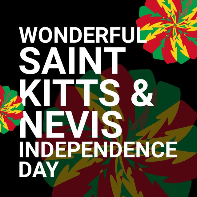 Image of wonderful saint kitts and nevis independence day on black background with decorations. Patriotism, independence and freedom concept.