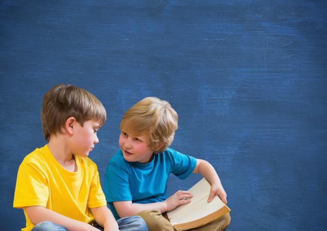 Kids reading books against blue background - Download Free Stock Photos Pikwizard.com
