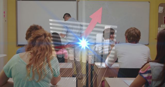 A digital composite depicts a teacher with a prismatic halo and data graphics in an adult class. - Download Free Stock Photos Pikwizard.com
