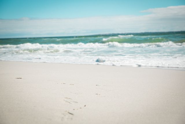 White sand beach and sea under a blue sky - Download Free Stock Photos Pikwizard.com