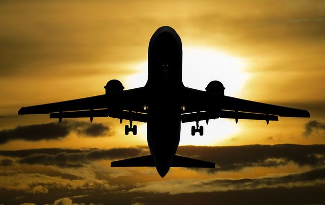 Silhouette of Airplane during Sunset - Download Free Stock Photos Pikwizard.com