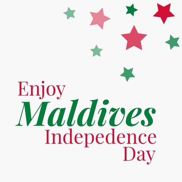 Illustration of enjoy maldives independence day text with colorful stars on white background - Download Free Stock Templates Pikwizard.com