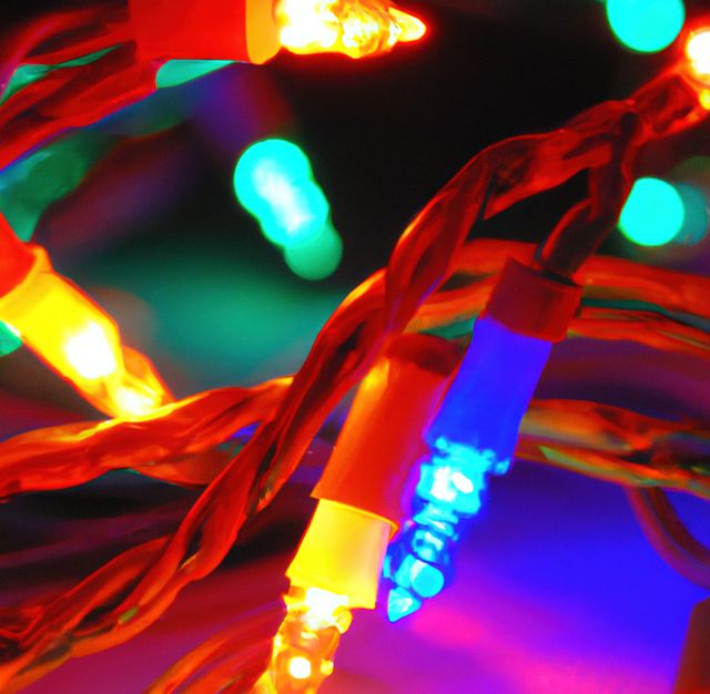 Close up of christmas fairy lights on black background - Download Free Stock Photos Pikwizard.com