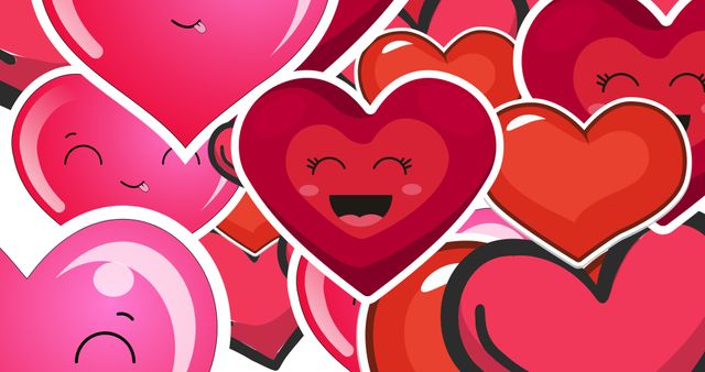 Full frame shot of red and pink heart shape smiling emoticons, copy space - Download Free Stock Photos Pikwizard.com