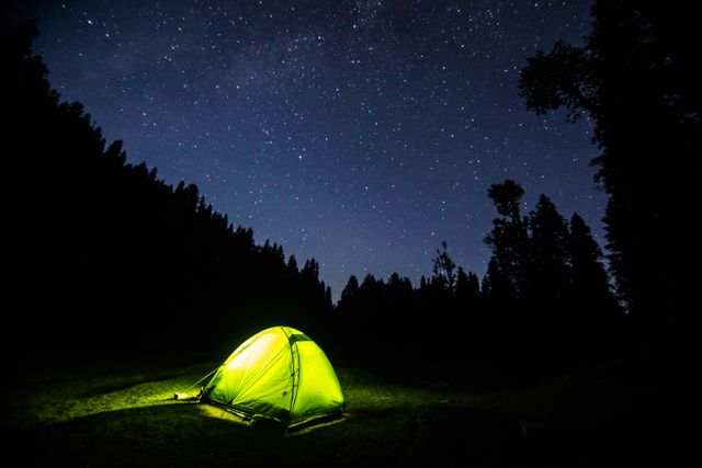 Camping tent lights Stock Photo free download