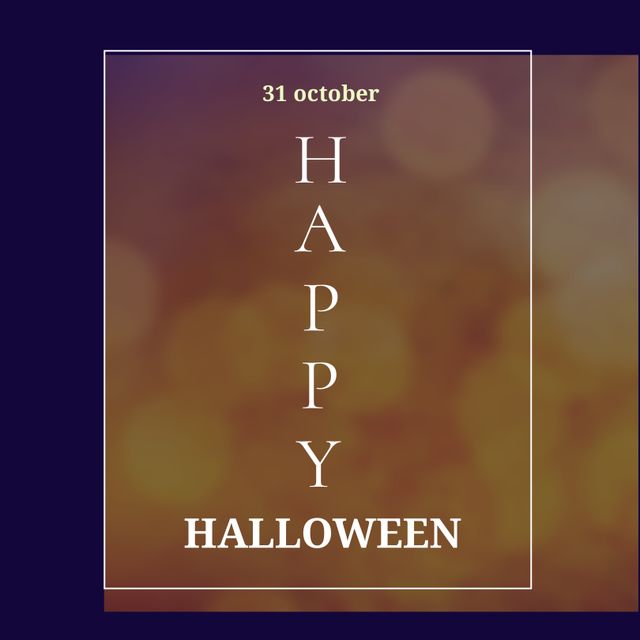 Composition of happy halloween text over light spots on black background. Halloween tradition and celebration concept digitally generated image.