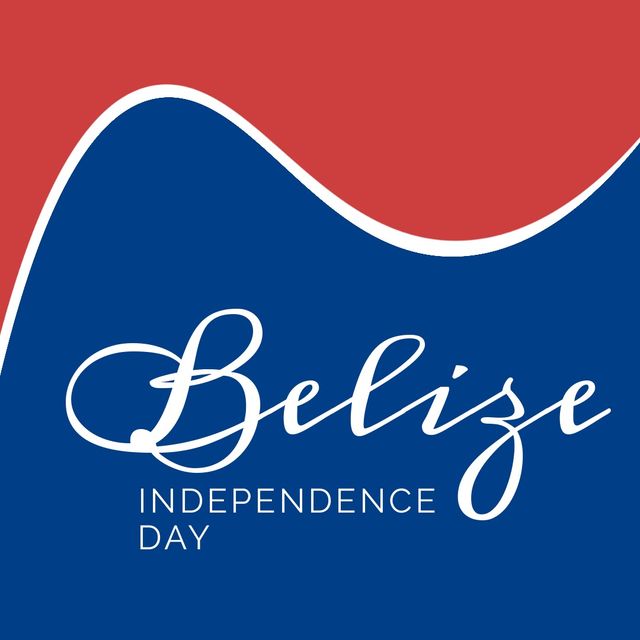 Belize independence day text banner against red and blue background. Belize independence day celebration and awareness concept
