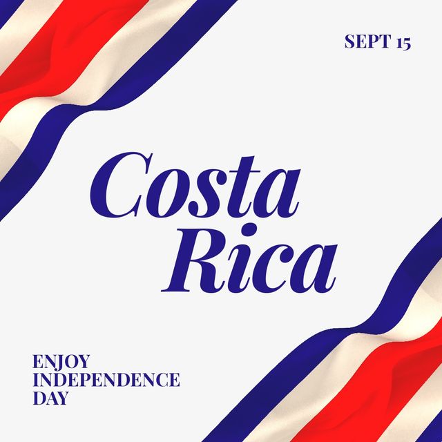 Costa rica independence day text banner and costa rica flag design against white background. Costa rica independence awareness and celebration concept