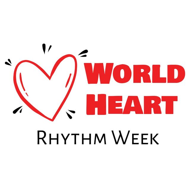 Vector image of world heart rhythm week text by red heart shape and copy space on white background - Download Free Stock Templates Pikwizard.com
