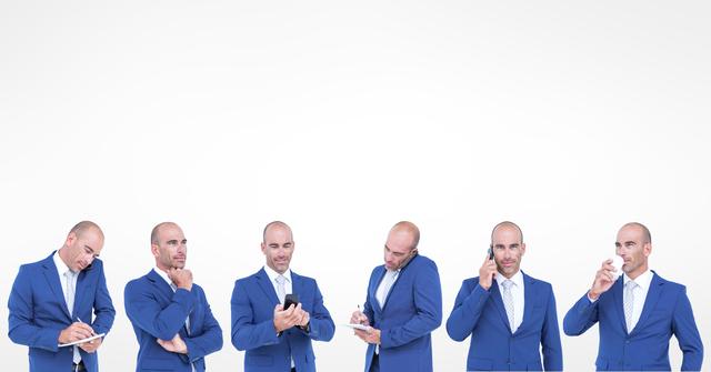 Multiple image of businessman against white background - Download Free Stock Photos Pikwizard.com
