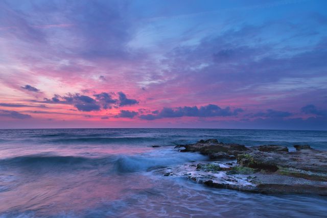 Download Scenic Sea Waves Sunset Desktop Wallpaper  Wallpaperscom