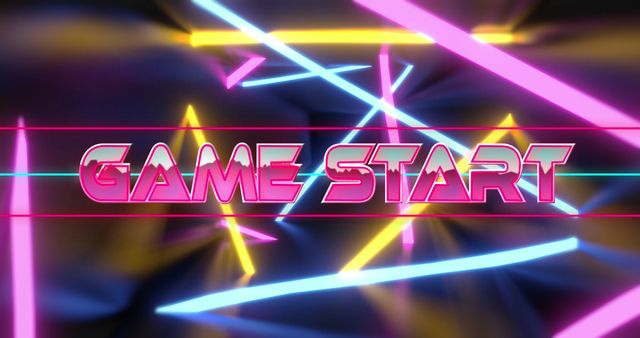 Image of game start text over neon lines - Download Free Stock Photos Pikwizard.com