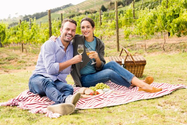 Portrait of couple holding wineglasses at vineyard - Download Free Stock Photos Pikwizard.com