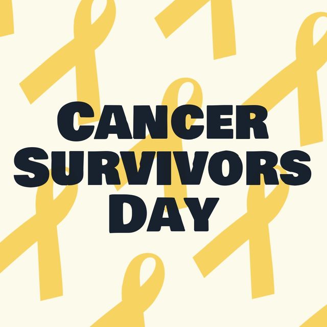 Digital composite image of cancer survivor day text on yellow ribbons against white background - Download Free Stock Templates Pikwizard.com